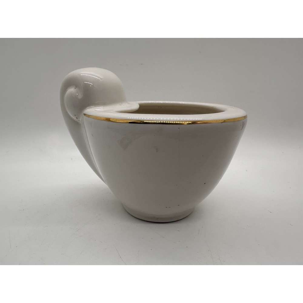 Vintage Mid Century Ceramic‎ Pipe Ashtray w Glass Pipe Rest Gold Rim